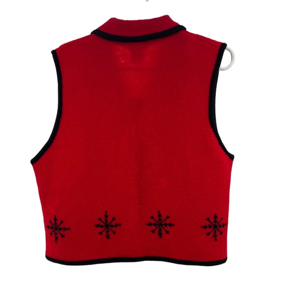 Stonebridge 100% boiled wool snowflake L zip front vest vintage holiday winter - Picture 2 of 6